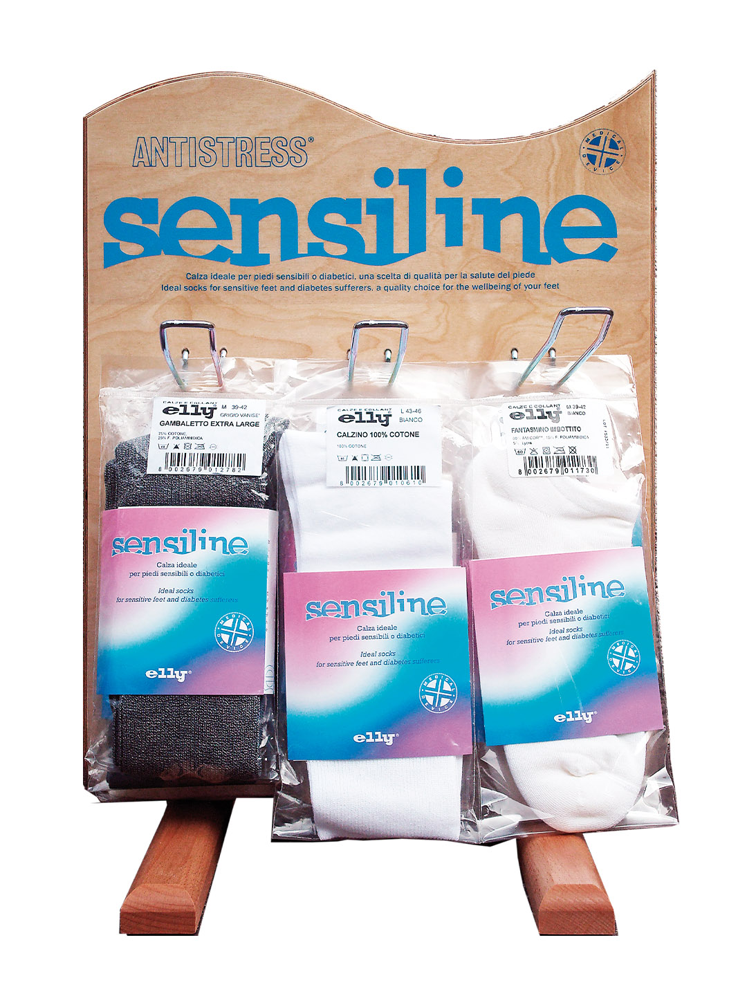 Antistress Elly Calzini argento Sensiline extra large per Diabetici Gambaletti Compressione uomo donna